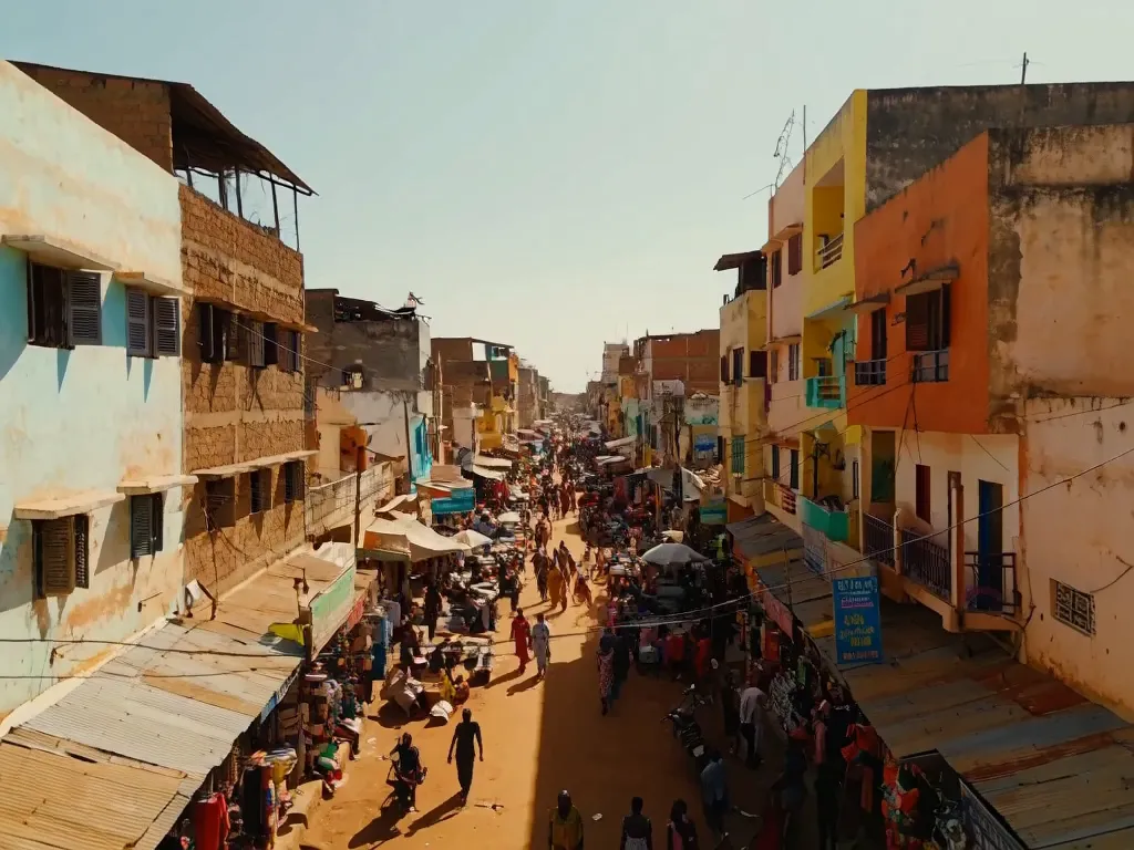 Rue africaine animée filmée en plein jour